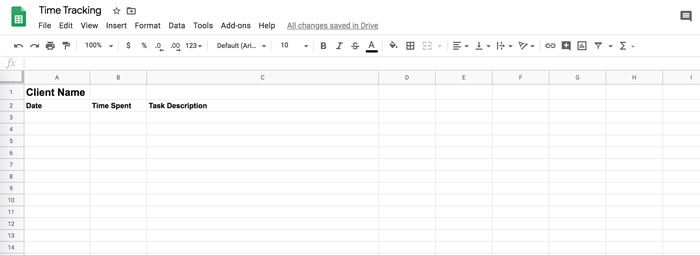 Spreadsheet for Time Tracking