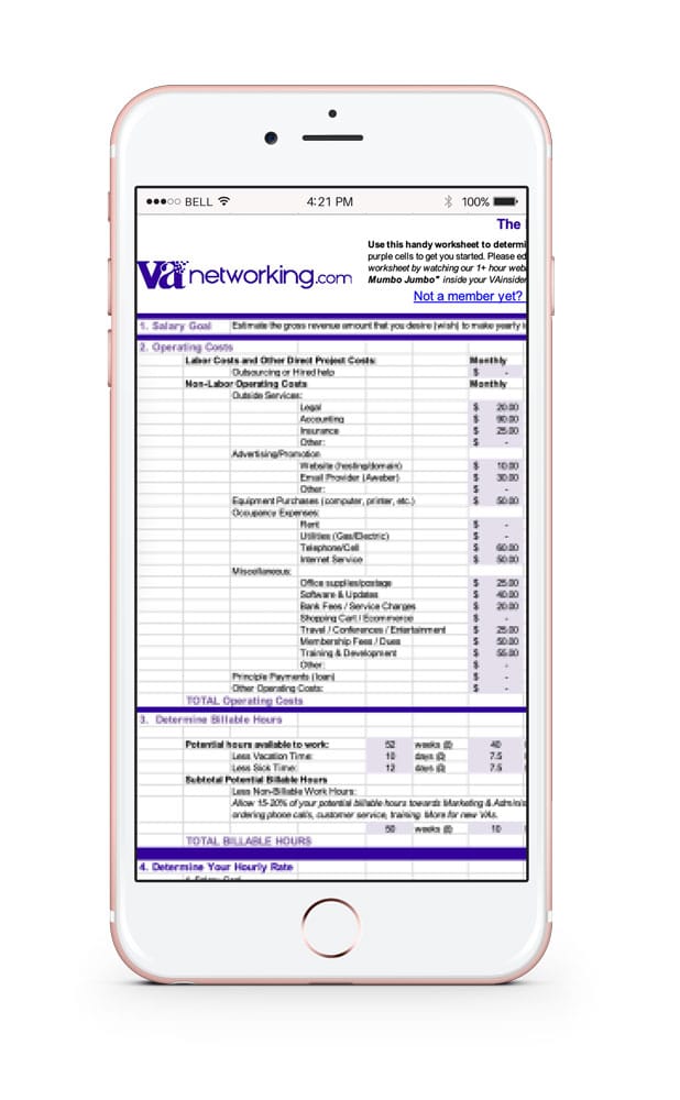 Virtual Assistant Pricing Worksheet